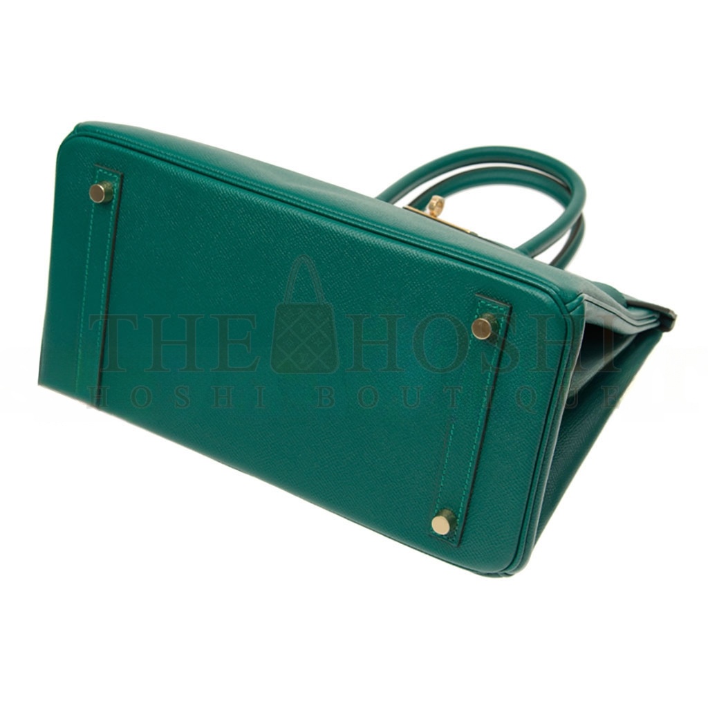 H**me5 BIRKIN 30 EPSOM LEATHER PEACOCK GREEN GOLD BUCKLE BAG H028369CCZ6 (30*23*15cm) Master Quality